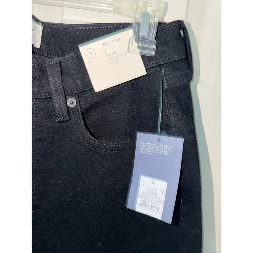 Universal Thread Womens Mid-Rise 80s Slim Fit Jeans Sz 8 Black Minimal Casual